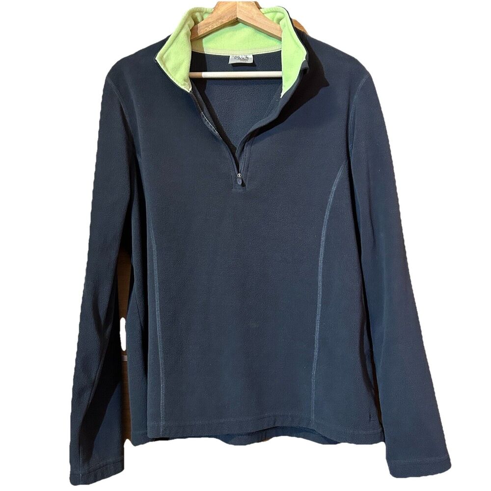 Danskin Now Fleece Pullover w/ lime Accent Collar - Women’s Sz L - Dark Grey